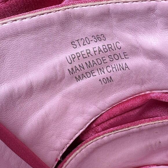 Sugar Thrillz Strike a Pose Diamante Bow Mule Heels Pink Satin Platform Size 10 - Picture 7 of 12